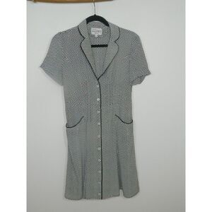 Tender Loving Care by HVN Dress‎ Size 4 Silk Black White Heart Print Button Up